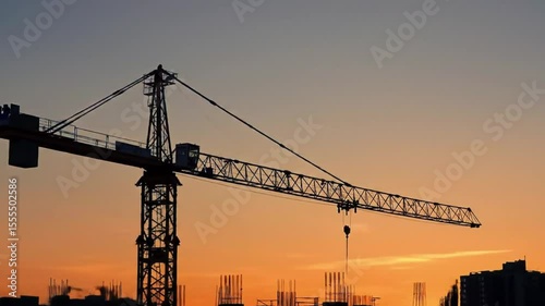 Construction Crane Silhouette at Sunset