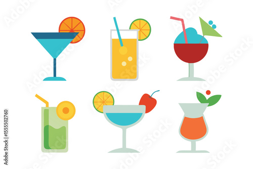 set of cocktails drink vector illustration on white background