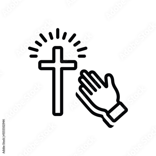 Black line icon for prayer