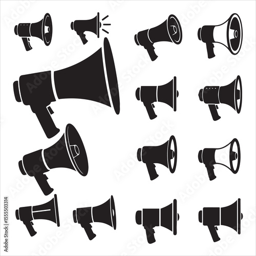 Collection of black spiral bound notebook icons with person and blank cover designs