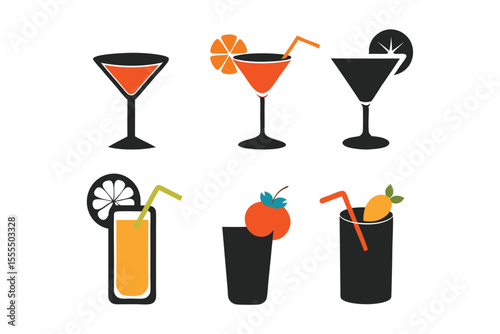 set of drinks icon isolated on white background
