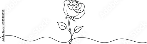 Romantic Single Line Rose Illustration: Minimalist Floral Art Design


