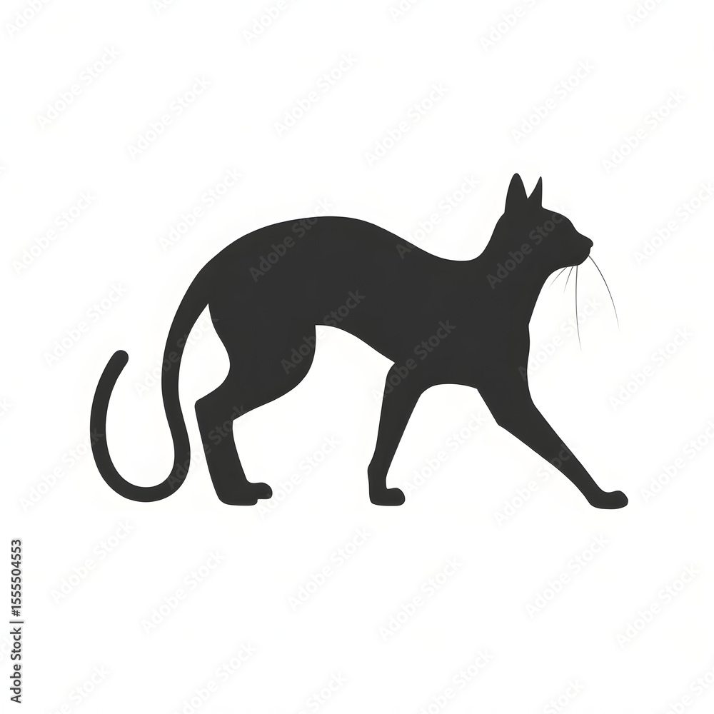 Obraz premium Black Cat Silhouette Walking Side View