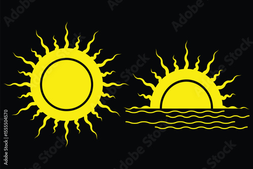 Sun icon. Normal sun icon with radiating rays. EPS 10