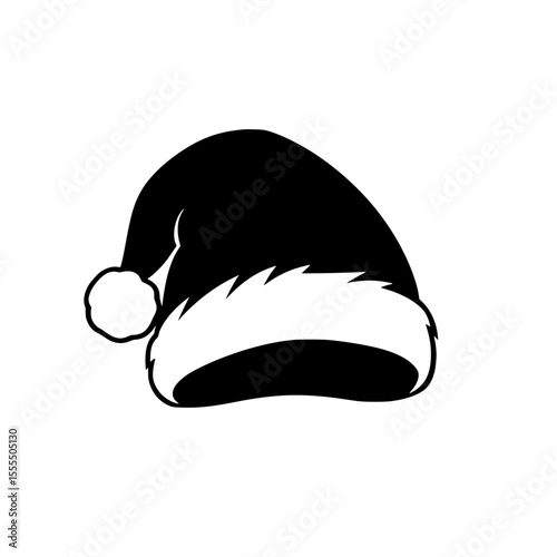 Classic Santa Claus Hat with Fluffy Trim and Pom Pom in Festive Holiday Icon Style