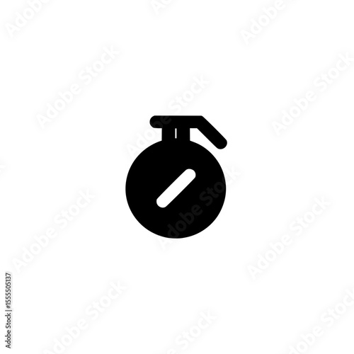Simplified Bomb Icon with Diagonal Line Fuse Cap in Solid Black Vector Style