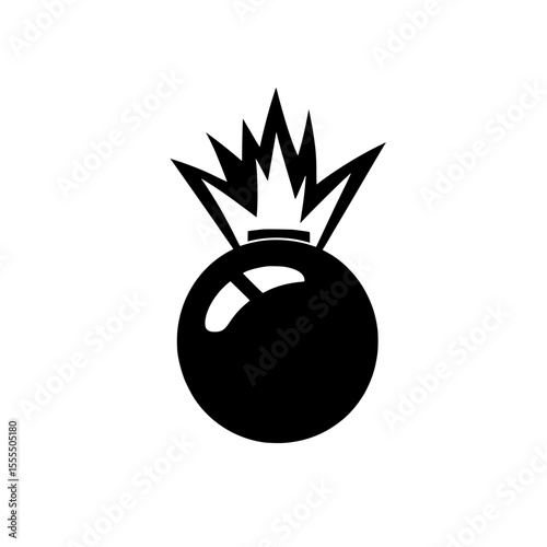 Simplified grenade icon with round body and short pull pin in black silhouette