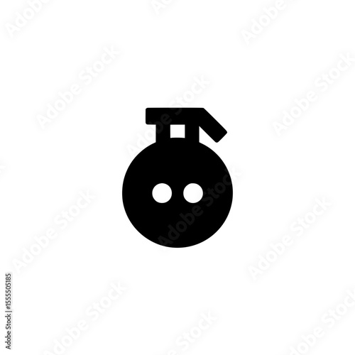 Black icon of a bomb with short fuse in minimal solid silhouette style