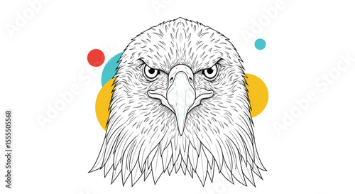 Majestic Eagle Portrait Detailed Feathered Head Fierce Gaze Symbol of Freedom and Power