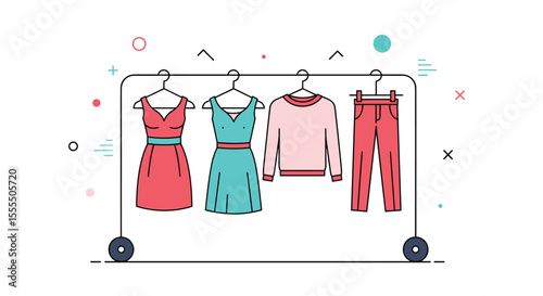A Stylish Collection of Summer Dresses and Casual Outfits displayed on a clothing rack perfect for fashion inspiration