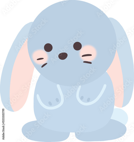 Cute blue rabbit cartoon with a big nose
