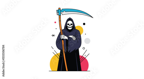 The Grim Reaper with His Scythe Ready for the Final Harvest of Souls on Halloween Night