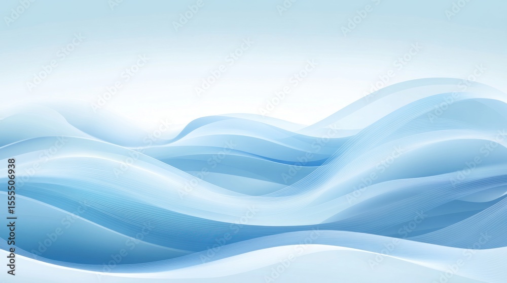 Fototapeta premium Serene blue abstract waves flowing gently across a light background