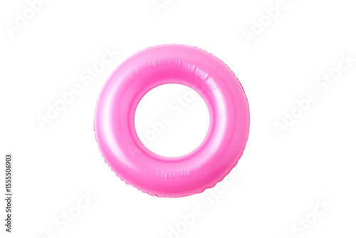 Bright pink inflatable swimming ring isolated and showcased uniquely against solid background on transparent background