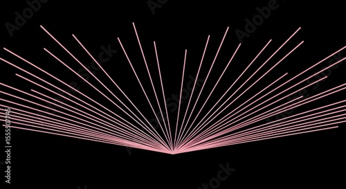 Minimalist Abstract Background with Radiating Pink Lines on Black