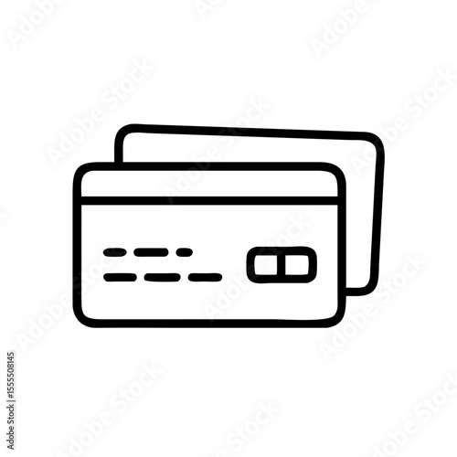 Minimalist Black and White Credit Card Icon – Line Art Payment Method Symbol Isolated on White Background for Business and Finance Use