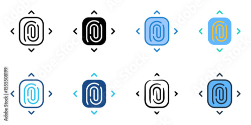Biometric identification icon set multiple style collection 

