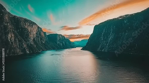 Fjord at sunset
