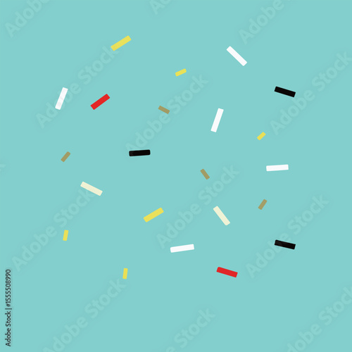 A colorful array of paper shreds, with a light-colored background.