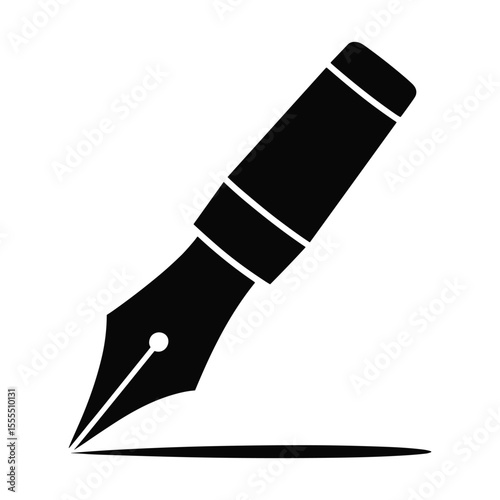 Fountain Pen Icon: A sleek, minimalist icon depicting a fountain pen poised for writing, symbolizing elegance, creativity, and authorship.