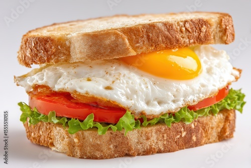 Delicious Breakfast Sandwich with Fried Egg, Crispy Lettuce, Juicy Tomato, and Fresh Toasted Bread for Gourmet Meal Lovers Searching for Tasty Morning Inspiration and Culinary Delight