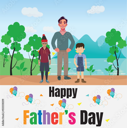 A cheerful and warm Father's Day illustration with bold typography, perfect for cards, gifts, and celebrations honoring fathers.