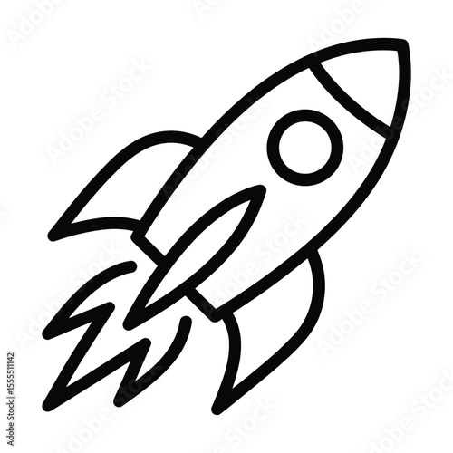Rocket Launch: A sleek, minimalist line drawing captures the essence of space travel and ambition, evoking feelings of forward momentum and exploration.