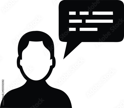 Black silhouette profile with speech bubble shape vector design illustration