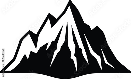Vector silhouette of a mountain range with a bar graph representing a peak