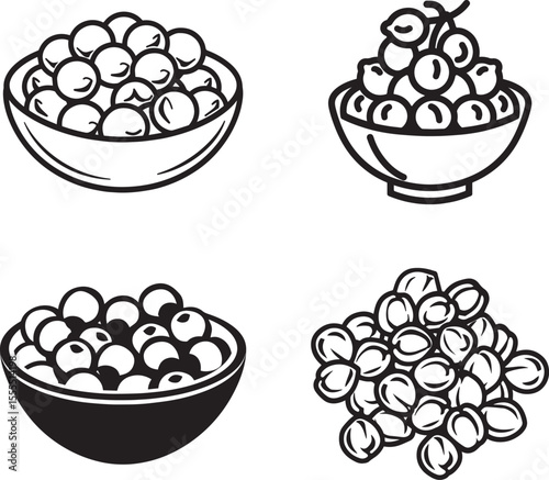 Set of Chickpeas icon clean simple outline
