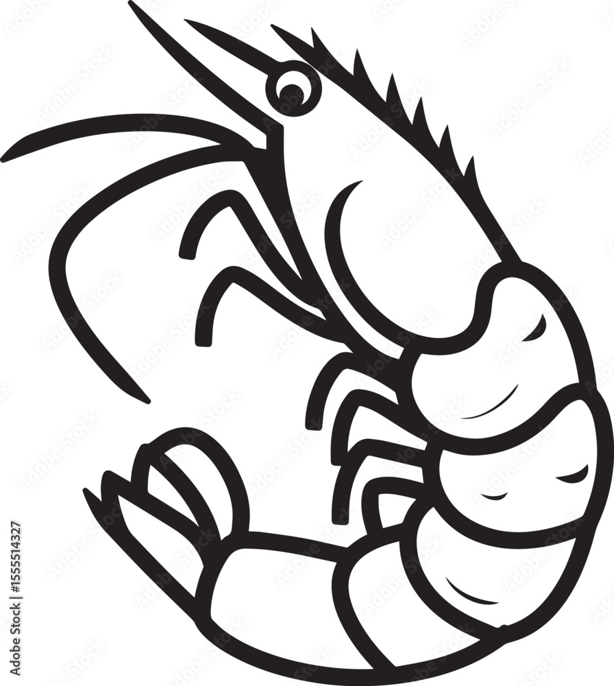 Fototapeta premium Shrimp icon clean simple outline