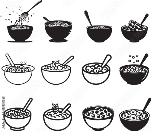 Set of Cereal icon clean simple silhouette