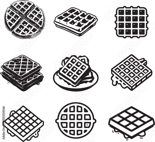 Set of Waffles clean simple silhouette
