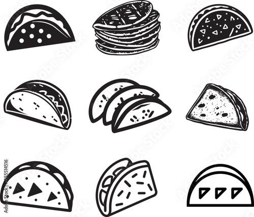 Set of Tortilla icon clean simple silhouette