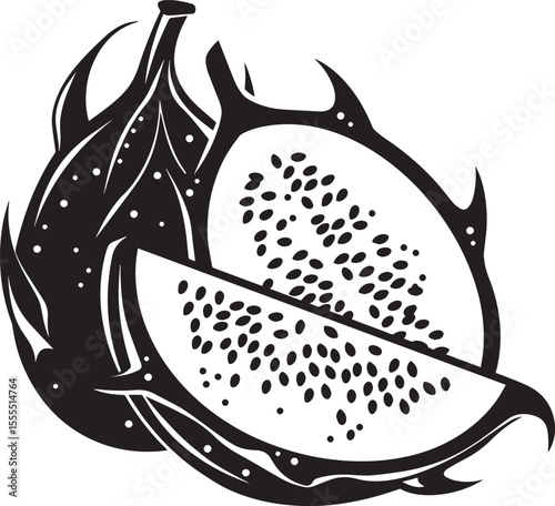 Dragon Fruit slices or portion icon clean simple silhouette