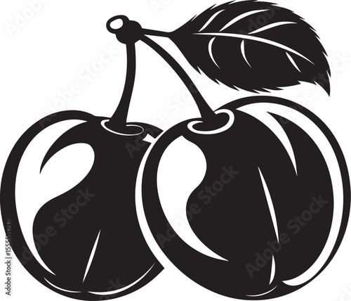 Plum fruit icon clean simple silhouette