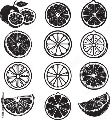 Set of Lime slices icon clean simple