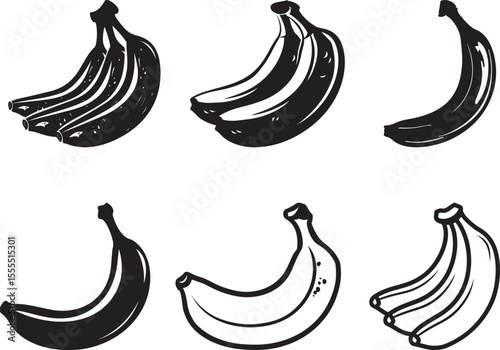 Collection of Banana slices icon clean simple silhouette