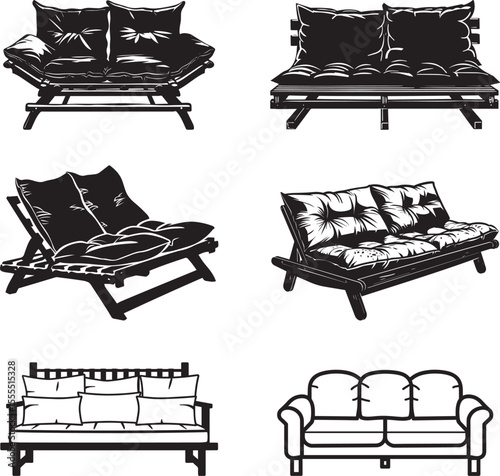 Collection of Futon Furniture icon clean simple linear