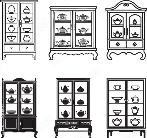 Collection of China Cabinet icon clean simple silhouette