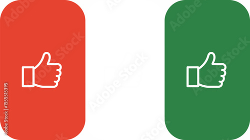 Thumbs up icons red blue green like button social media approval feedback positive rating good job design editable stock vector