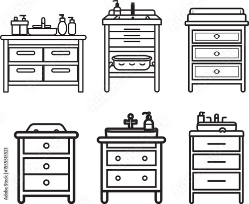 Collection of Changing Table Furniture icon clean simple linear