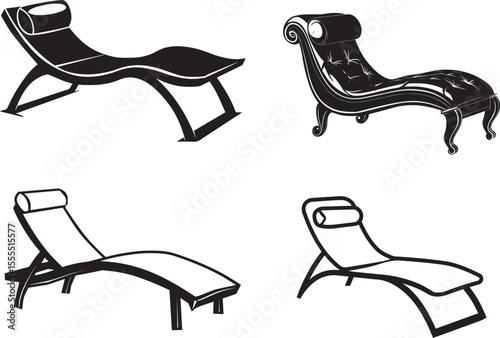 Collection of Chaise Lounge icon clean simple linear