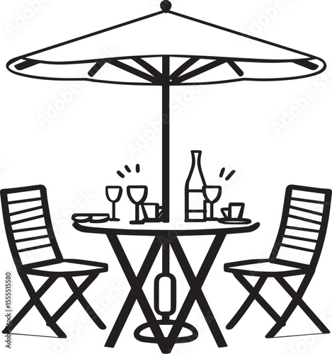 Patio Set Furniture icon clean simple outline