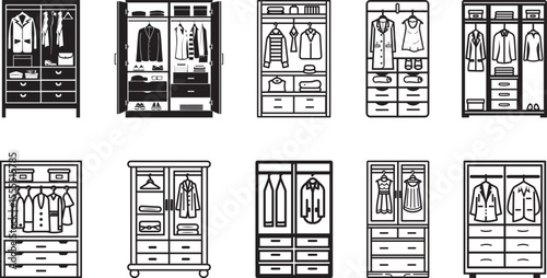 Collection of Wardrobe icon clean simple silhouette