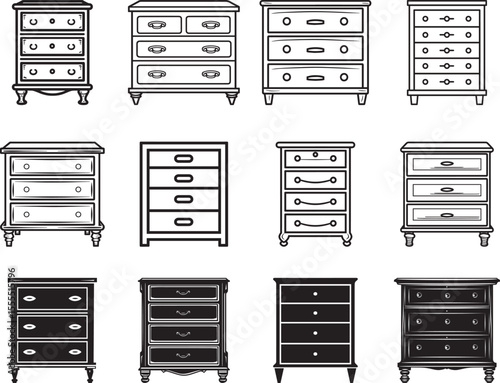 Collection of Dresser Furniture icon clean simple silhouette