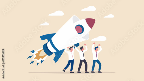 Teamwork and collaboration to launch a new project or business venture