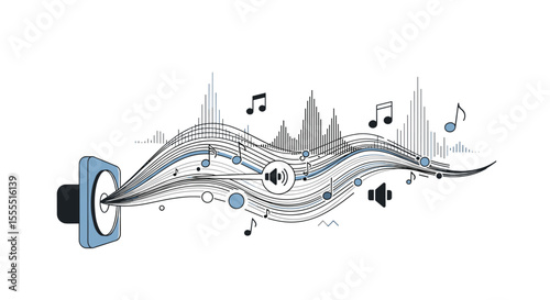 Capturing the Flow of Sound Waves Emanating from a Speaker into Abstract Musical Notation
