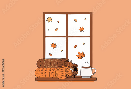 Cozy Autumn Window Scene