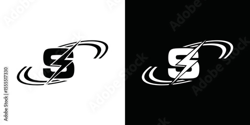 simple initials and lightning logo vector